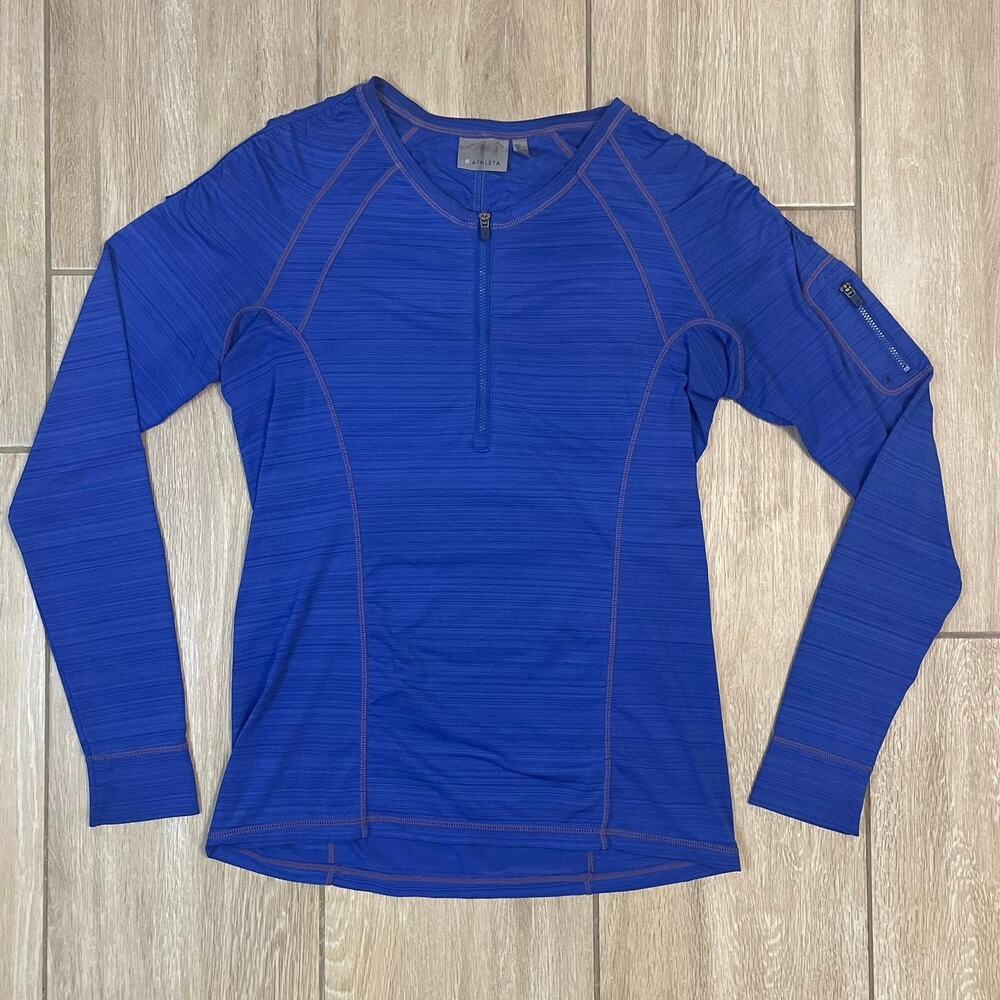 Athleta Half Zip Pullover Womens Medium Blue Running Athletic Lightweight Top